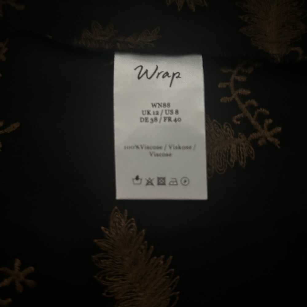 Wrap London Black Dress with Gold Leaf Pattern - Picture 7 of 9